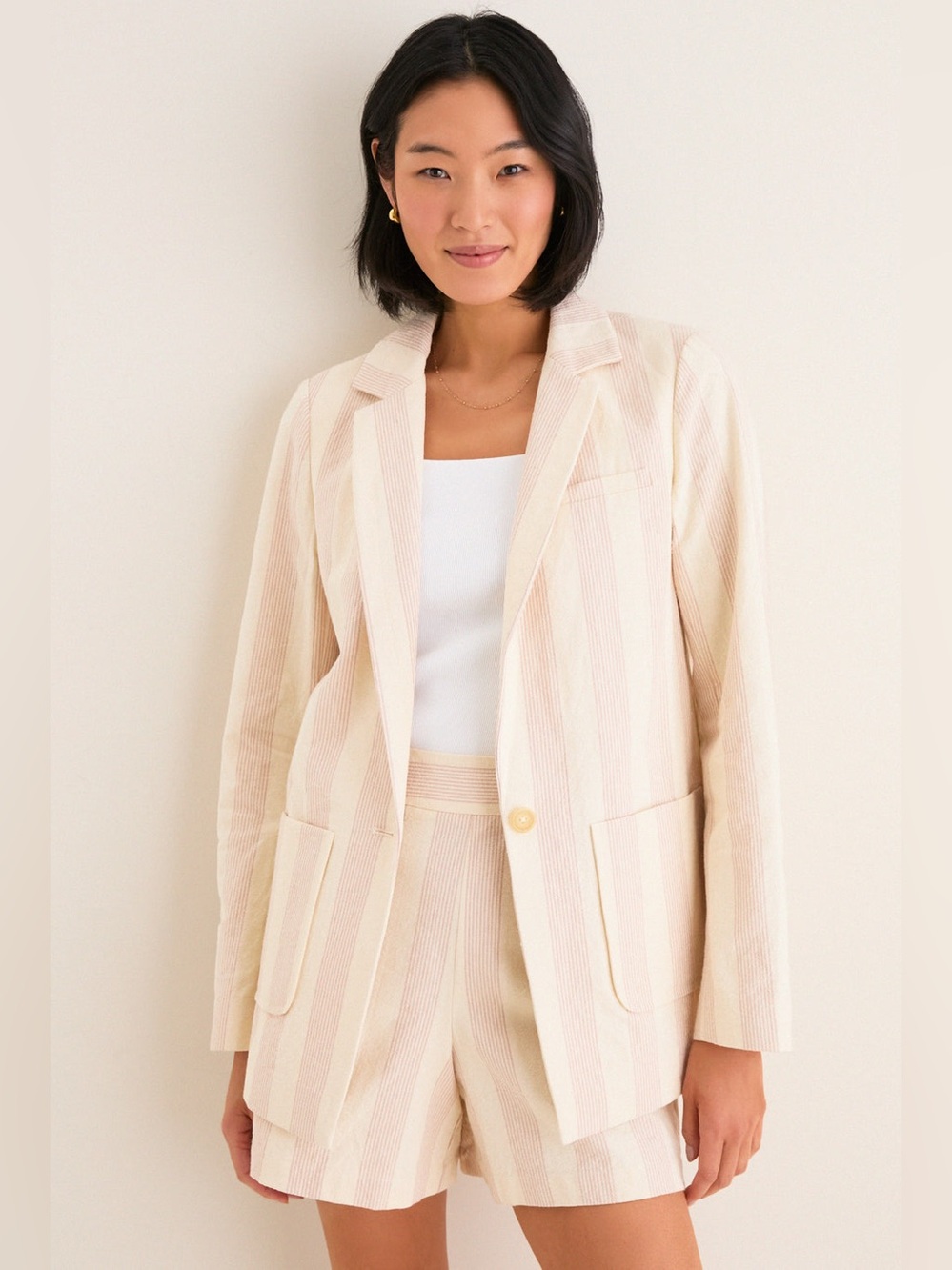 Matching set Tuckernuck Parlor Stripe Carla blazer & Augusta high waisted shorts